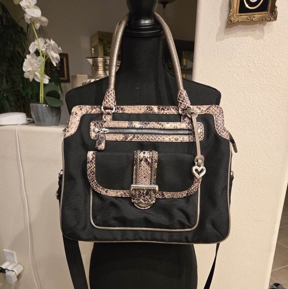 Brighton Elegant Black & Python Trim Shoulder - B… - image 4